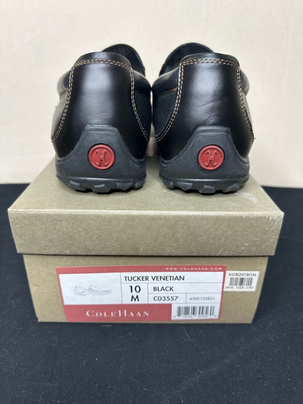 Cole Haan Tucker Venetian Black Leather Slip-On Loafers Mens 10 - Picture 3 of 6